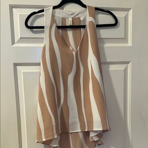 Beige and White Striped Women's Top